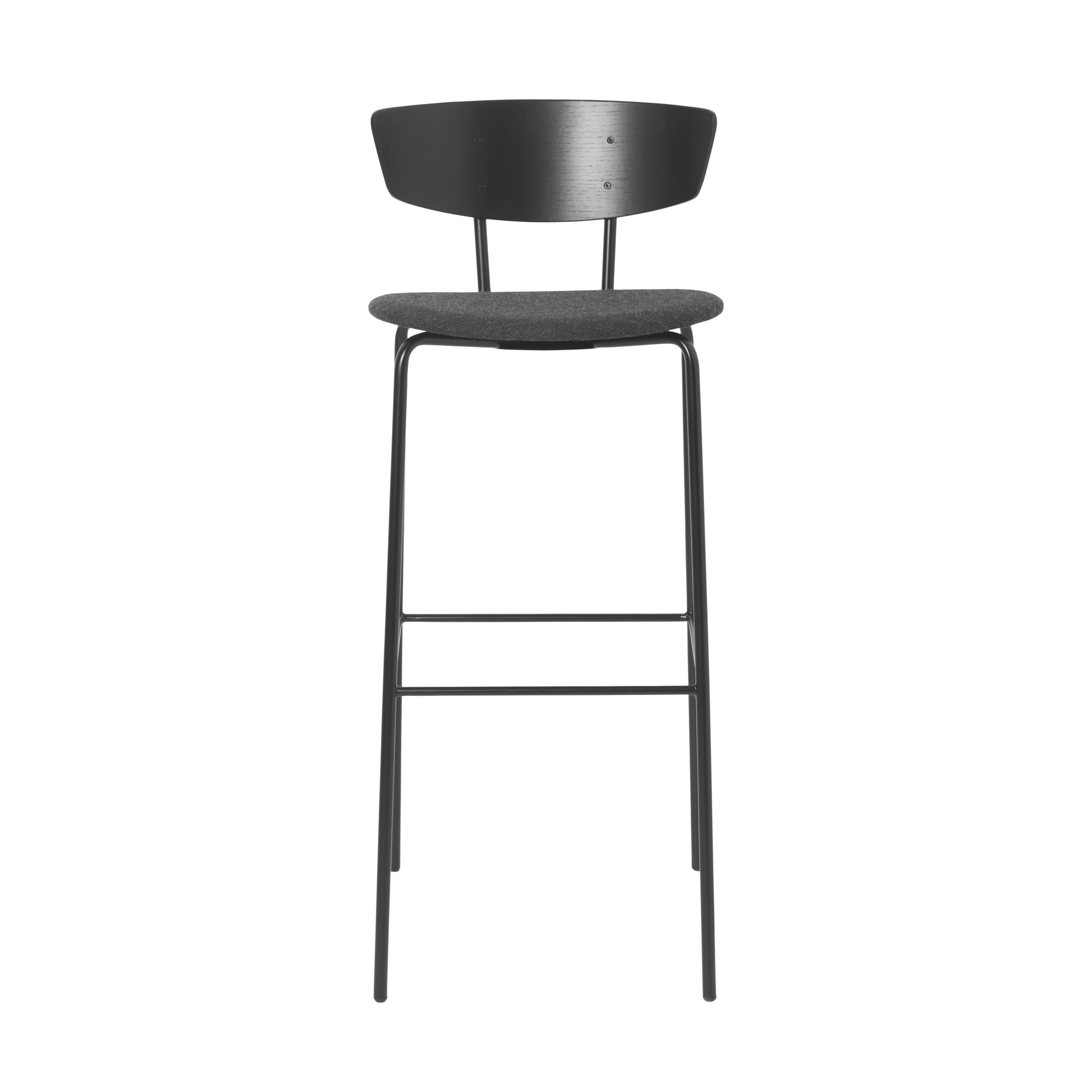 Taburete de bar con asiento textil Herman alto Negro-gris oscuro