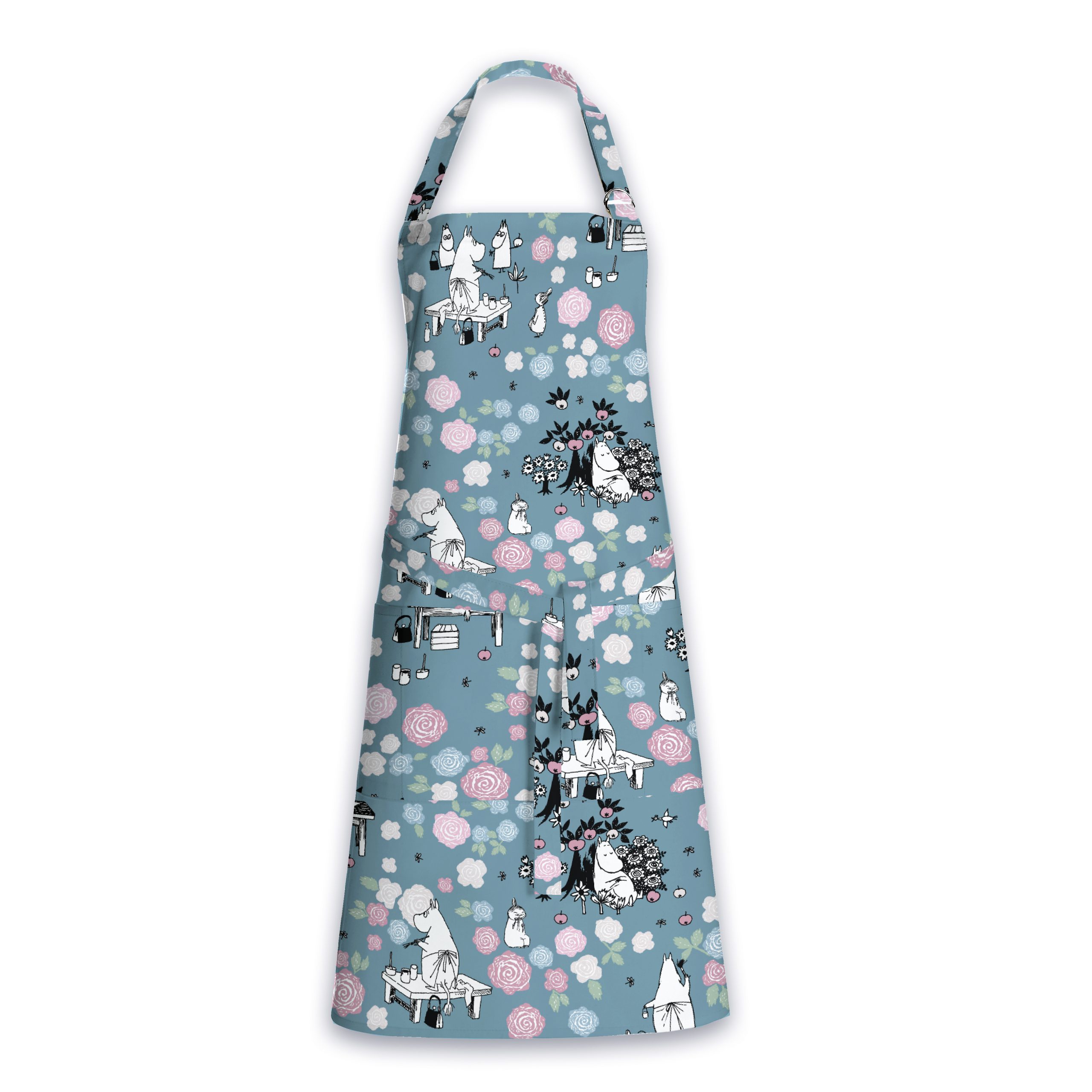 Delantal Moomin mamma day dreamer azul oscuro - rosa