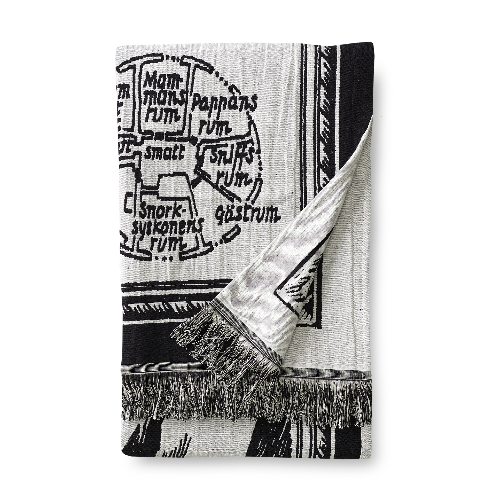 Manta Moomin map negro - blanco
