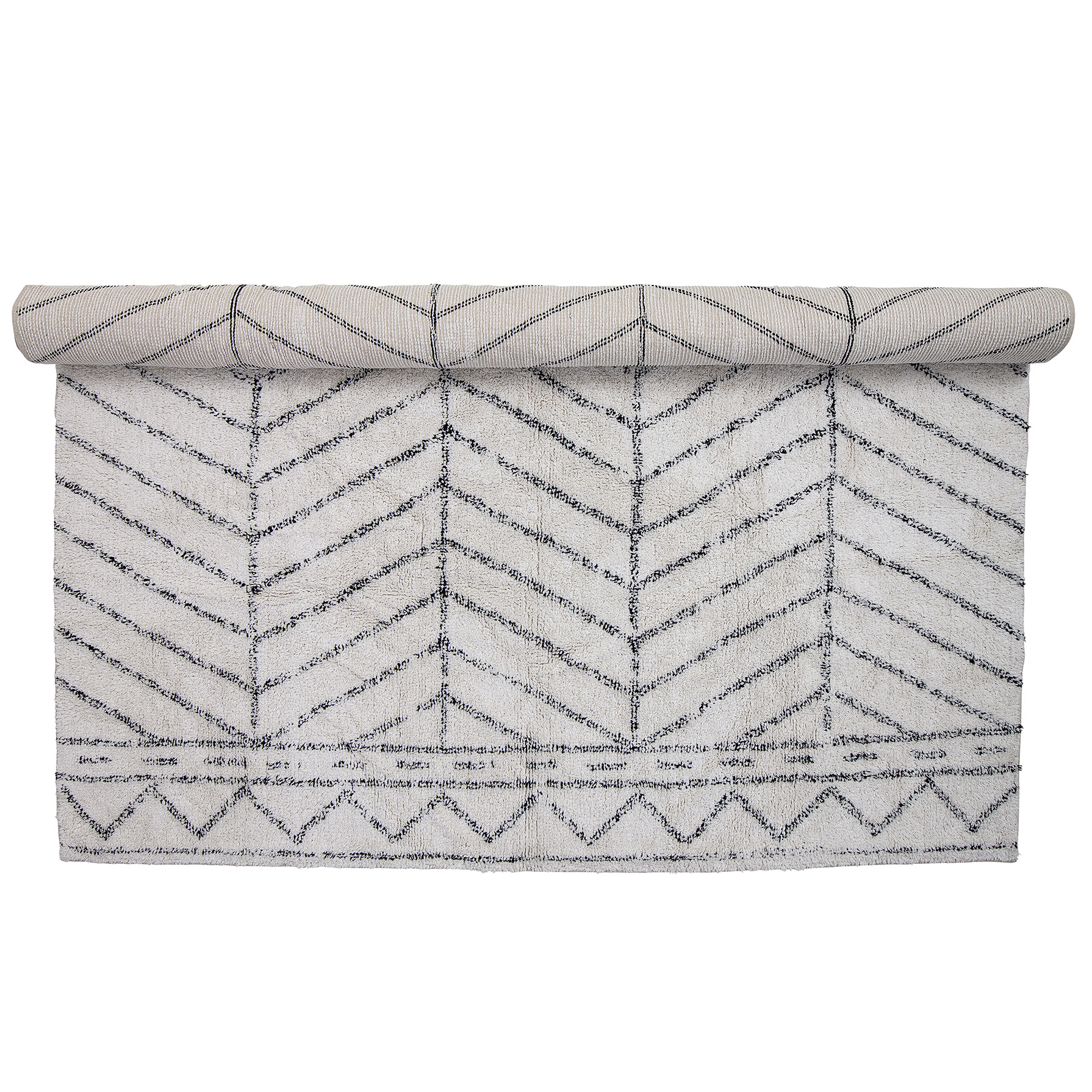 Alfombra de algodón Bloomingville con estampado negro-blanco