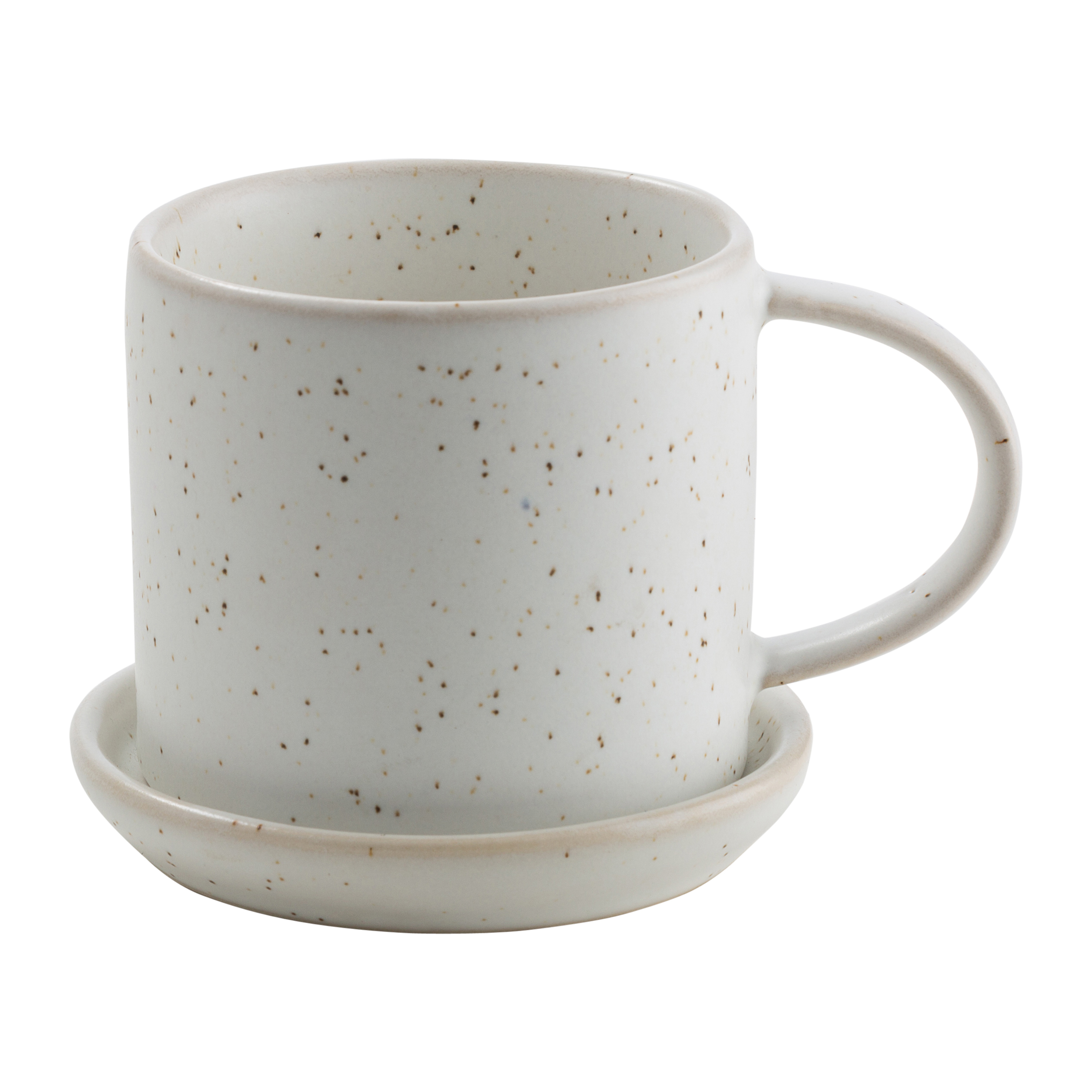 Taza y platillo Ernst 7 cm blanco-con puntos