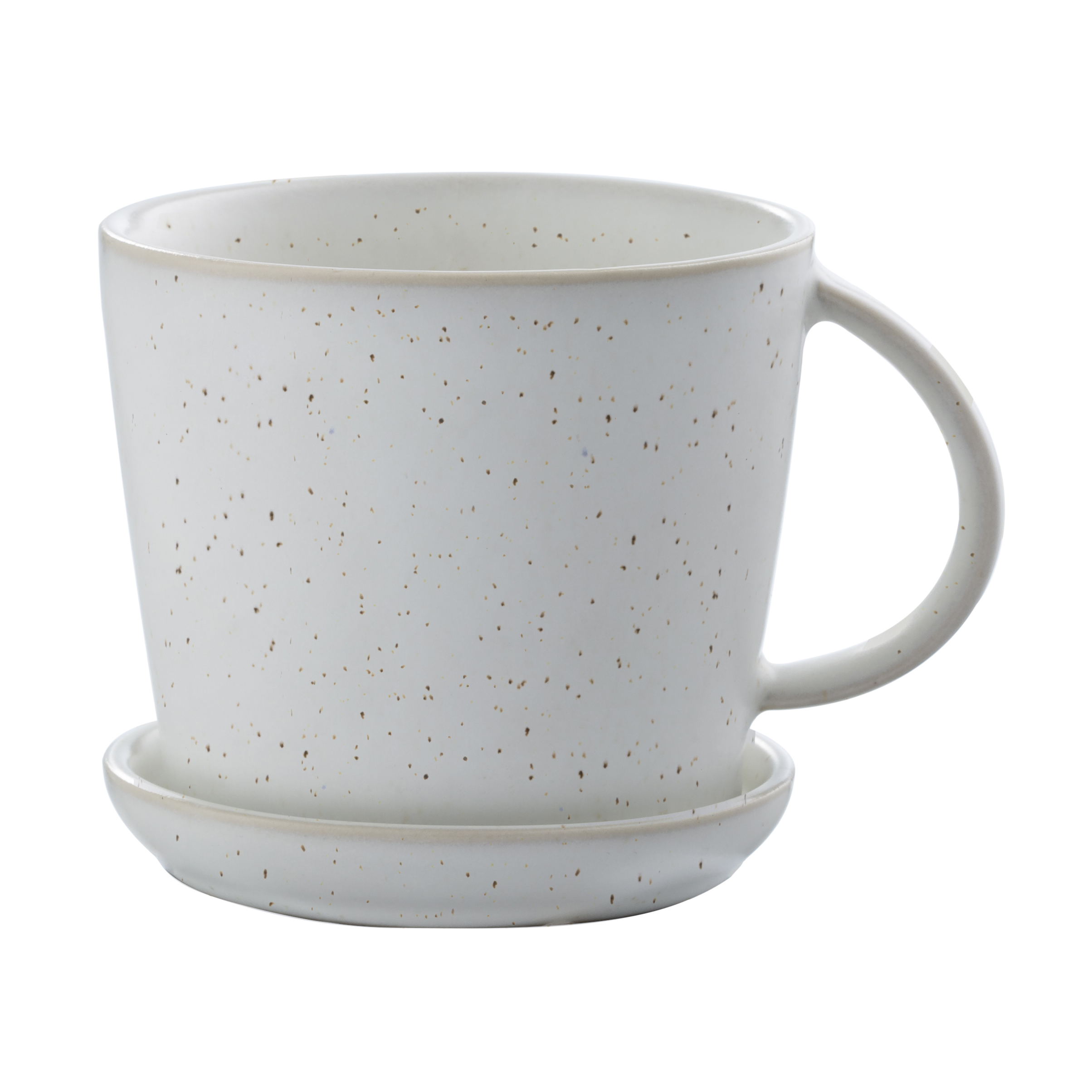 Taza y platillo Ernst 8,5 cm blanco-con puntos