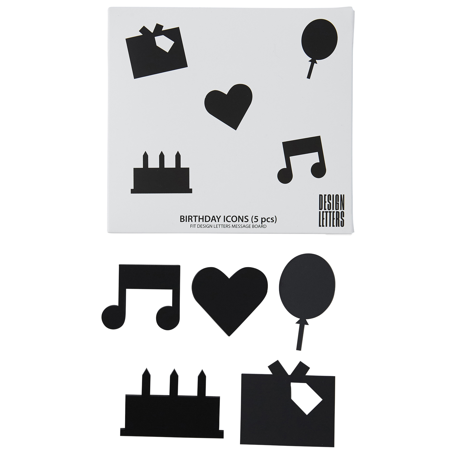 Iconos Happy Birthday Design Letters negro