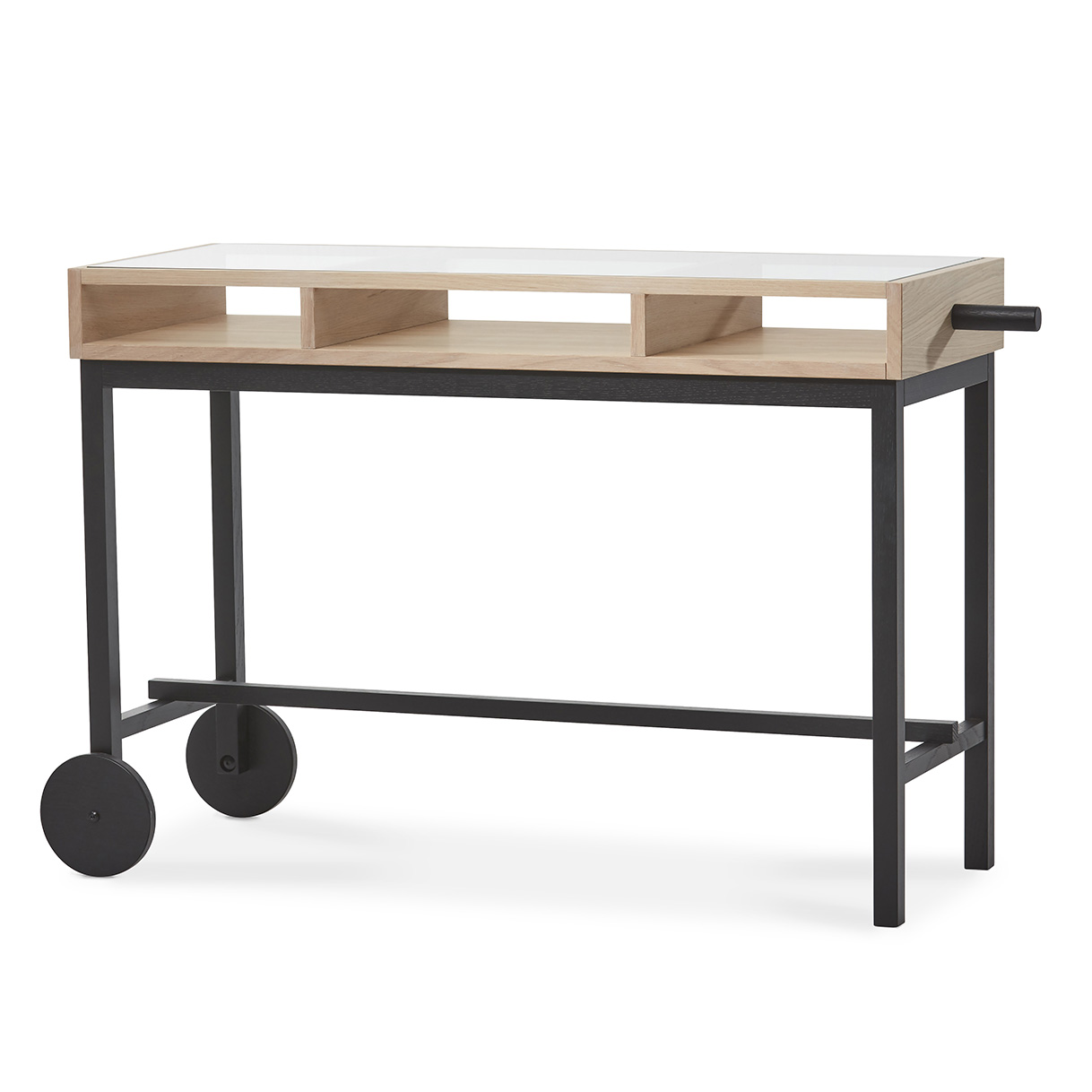 Escritorio con ruedas Shift roble aceitado blanco-negro