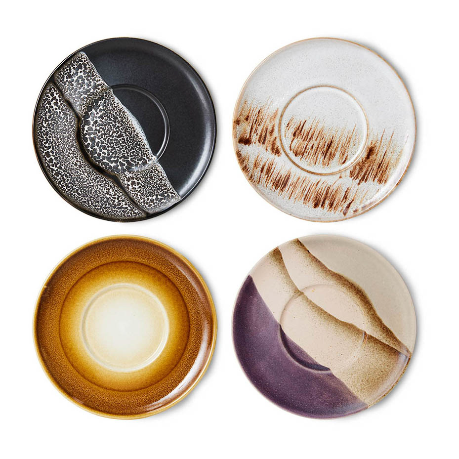 4 Platos de café 70's Ø13 cm Mutli
