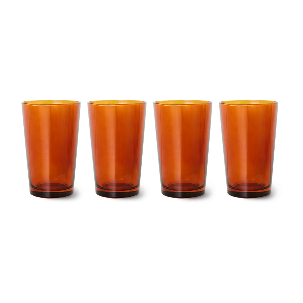 4 Vasos de té 70's 20 cl Amber brown