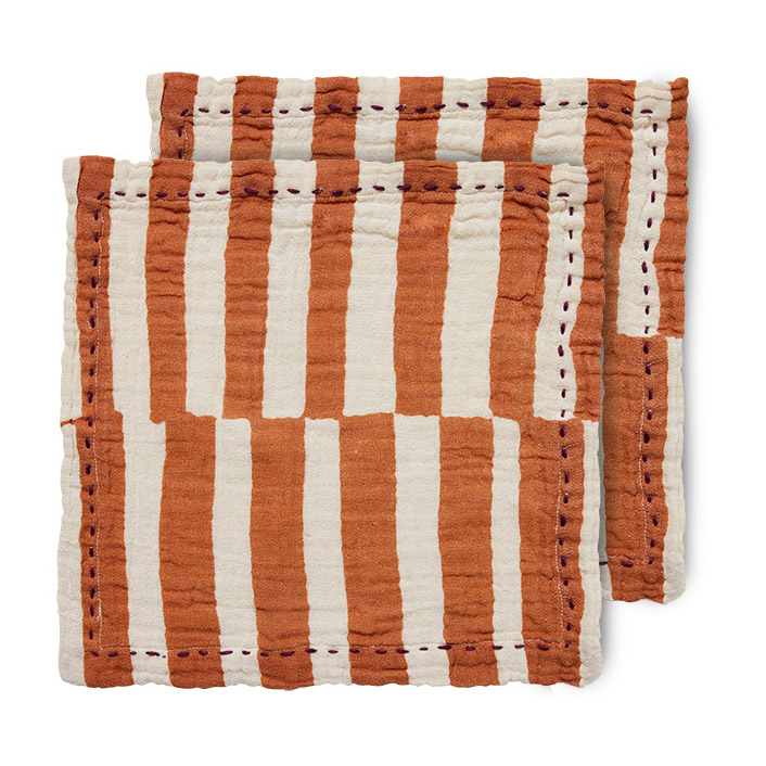 2 Servilletas de algodón Striped 30x30 cm Tangerine