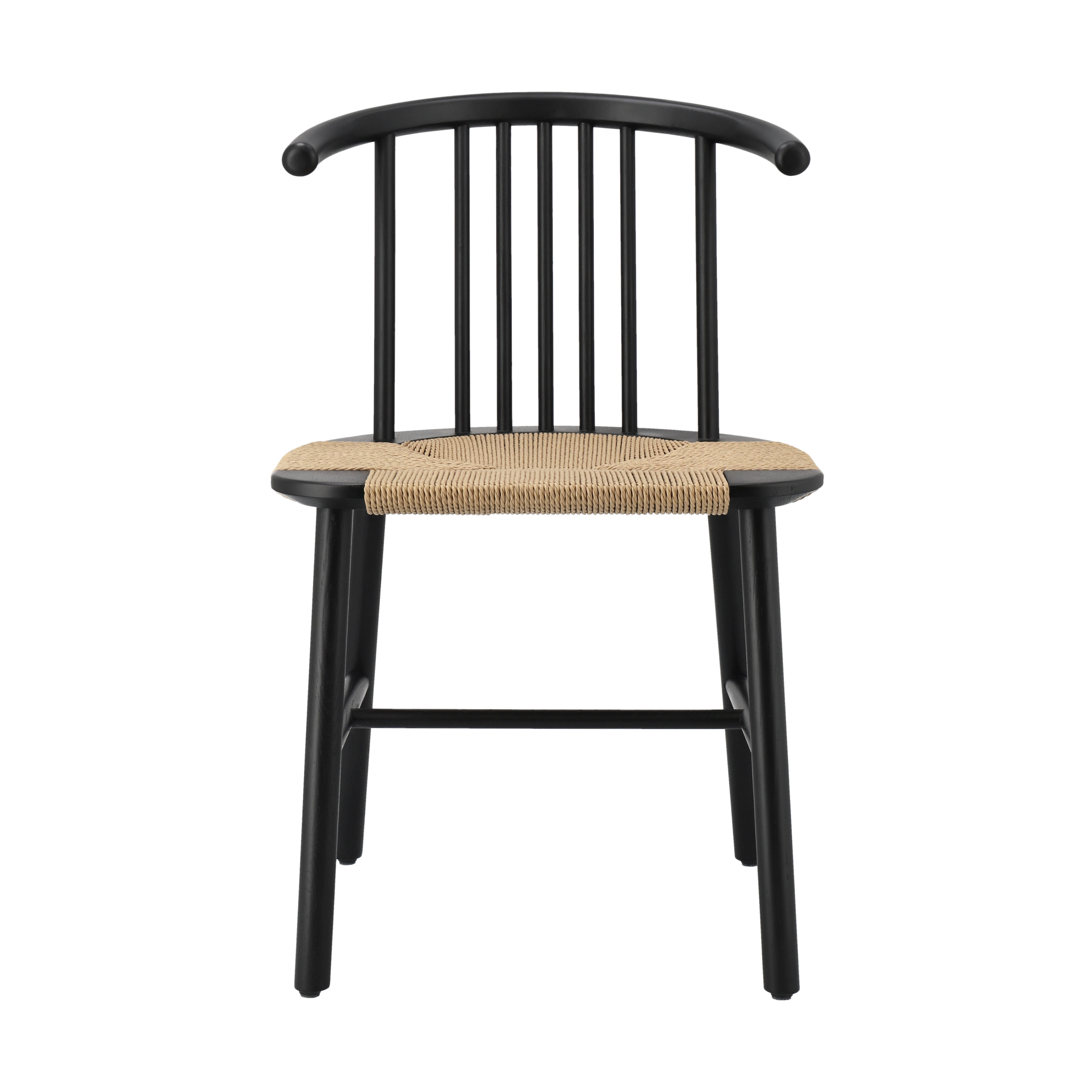 Silla de comedor VIOR asiento trenzado Roble lacado en negro-natural