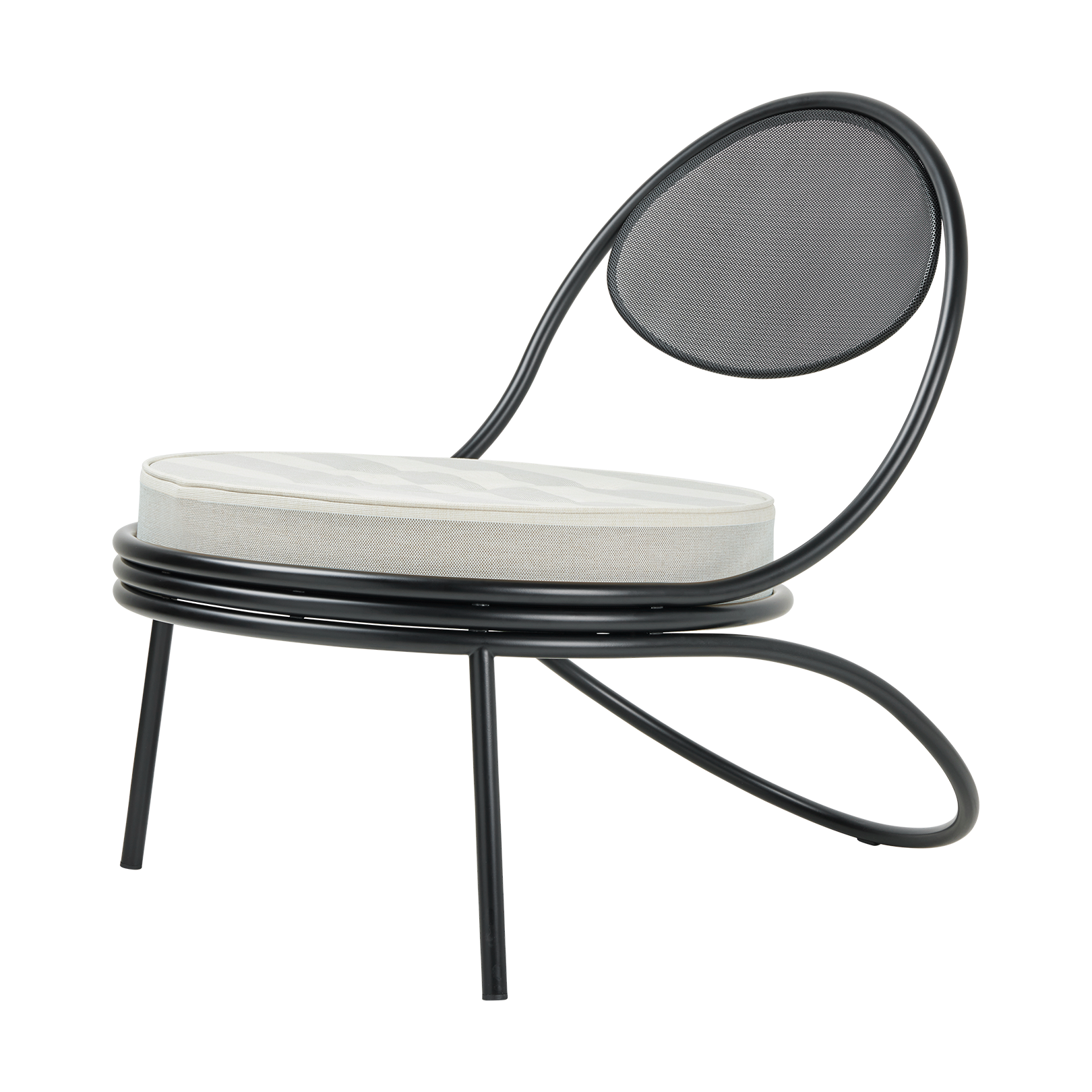 Silla Copacabana Outdoor Lounge Chair con asiento tapizado Leslie stripe limonta 020-patas negras