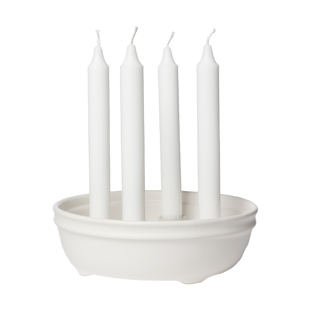 Candelabro Ernst 4 velas Glaseado blanco natural