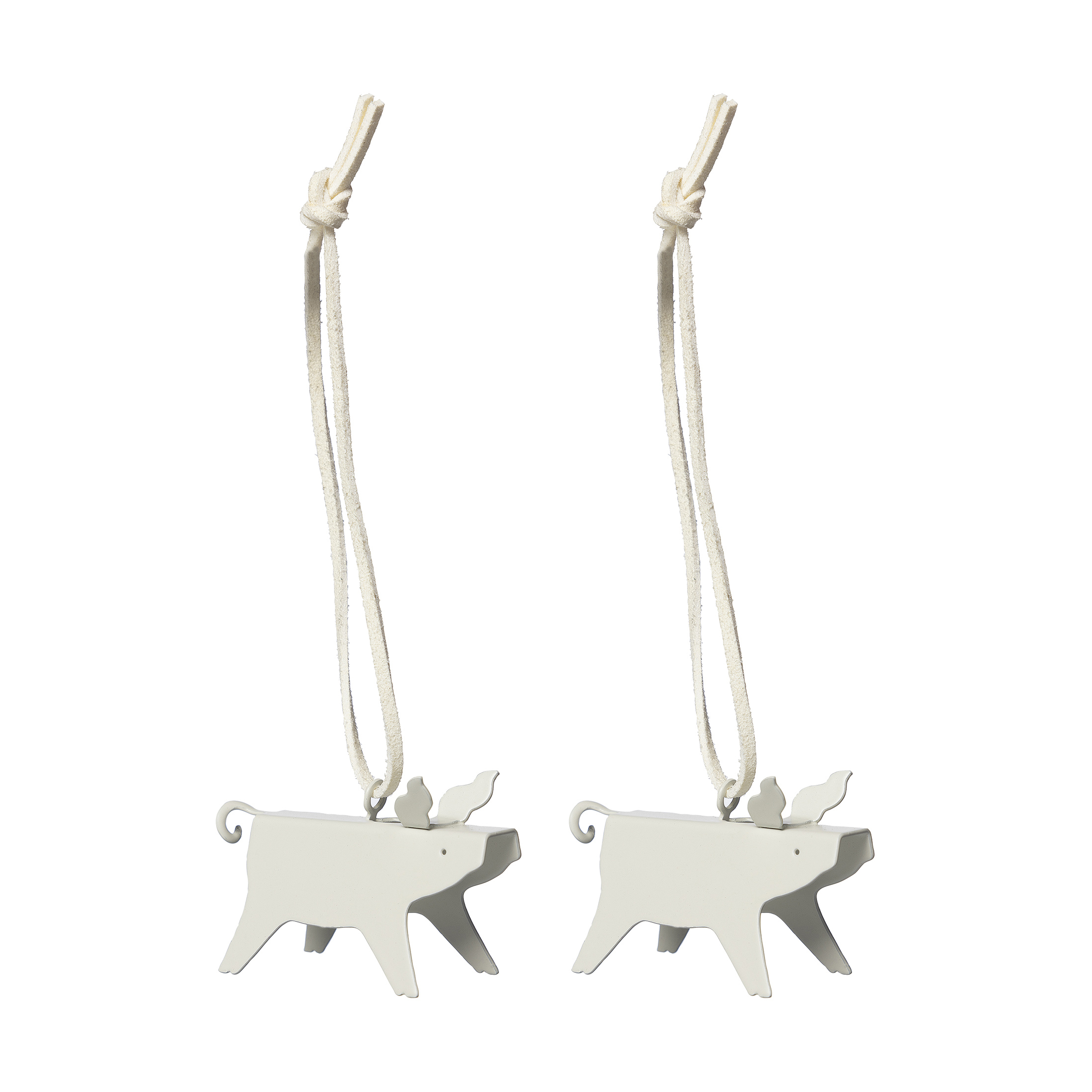 Colgante navideño Ernst cerdo, 2-pack Blanco 7 cm