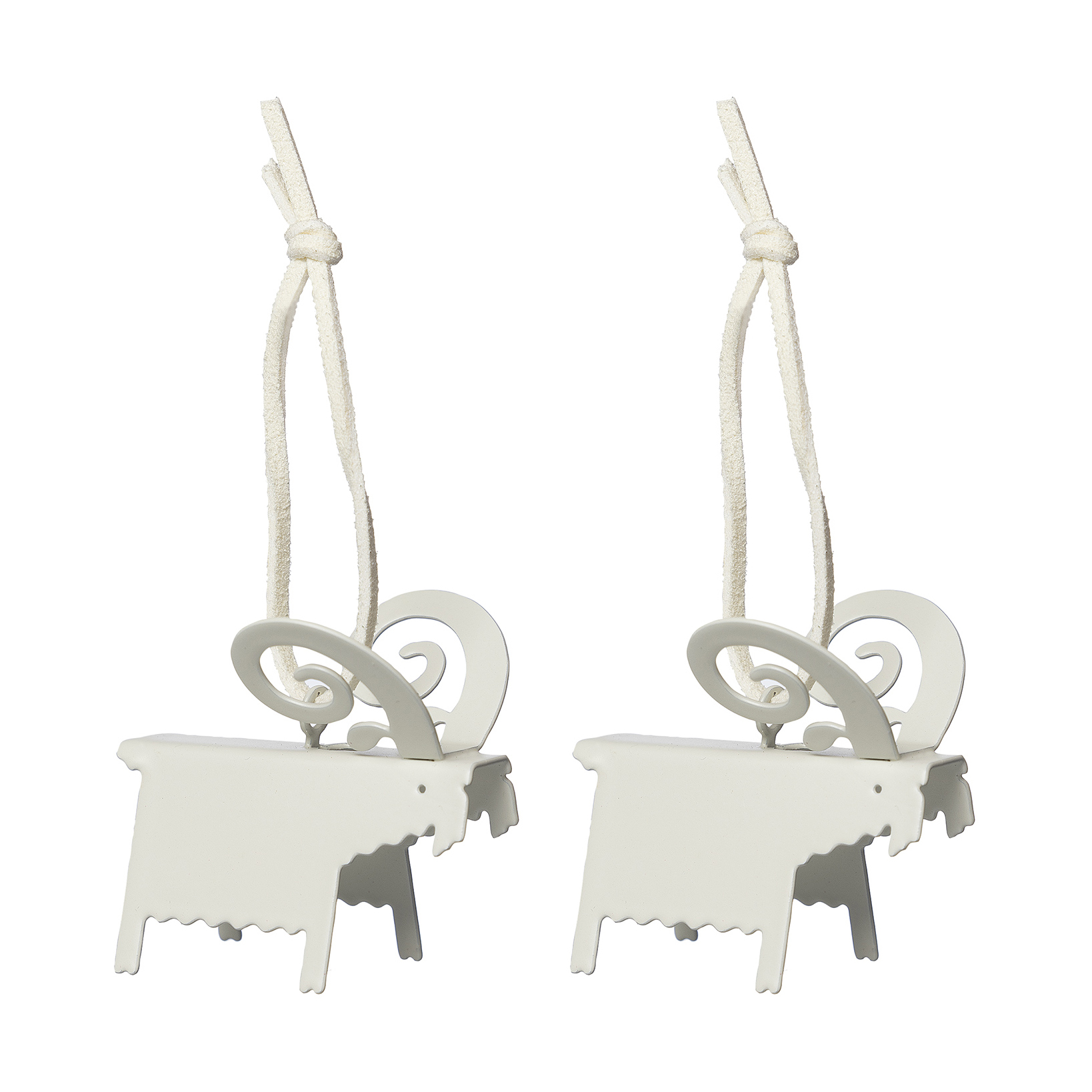 Colgante navideño Ernst cabra, 2-pack Blanco 7 cm