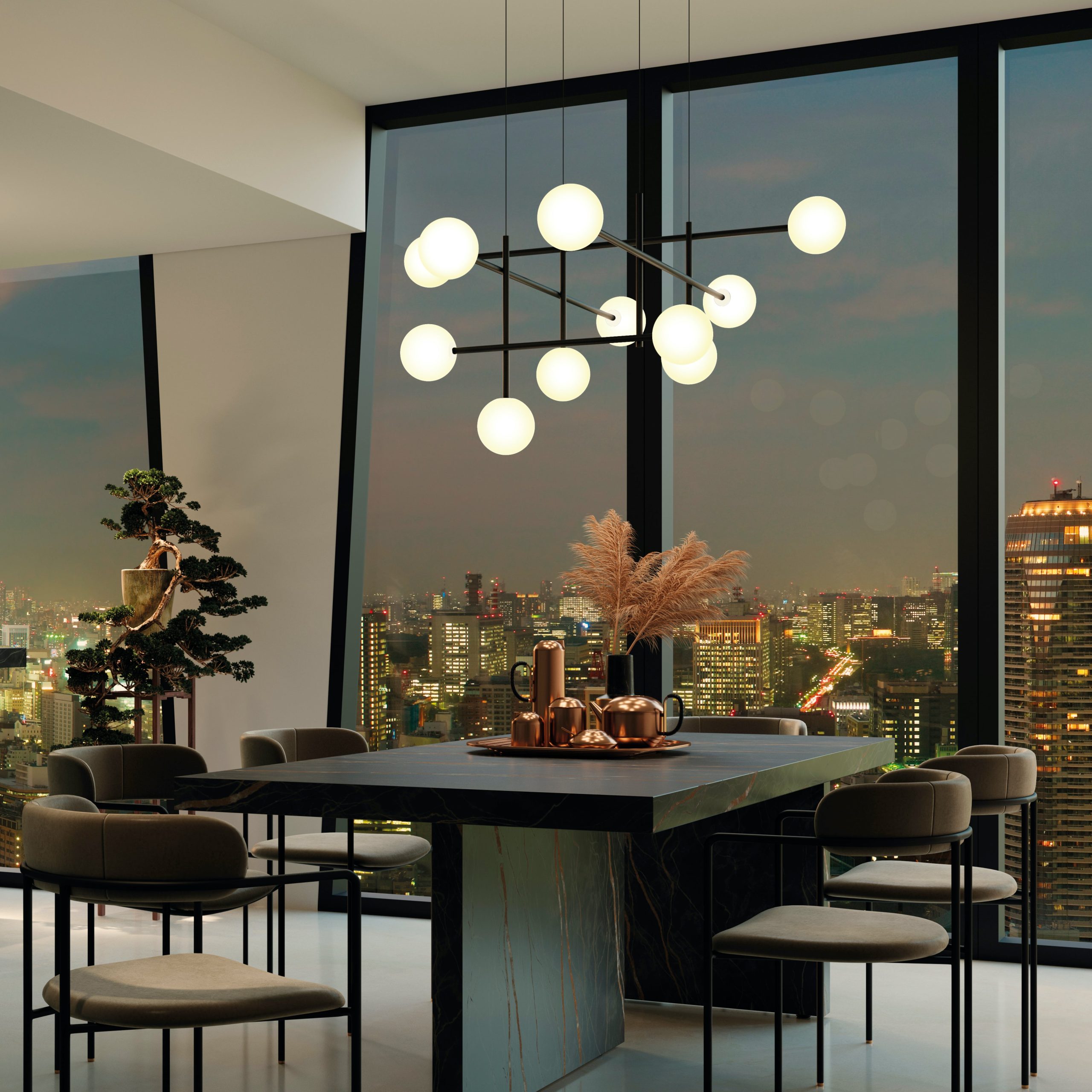 Mantra Cellar Lámpara de techo colgante bolas 11 luces negro 7630