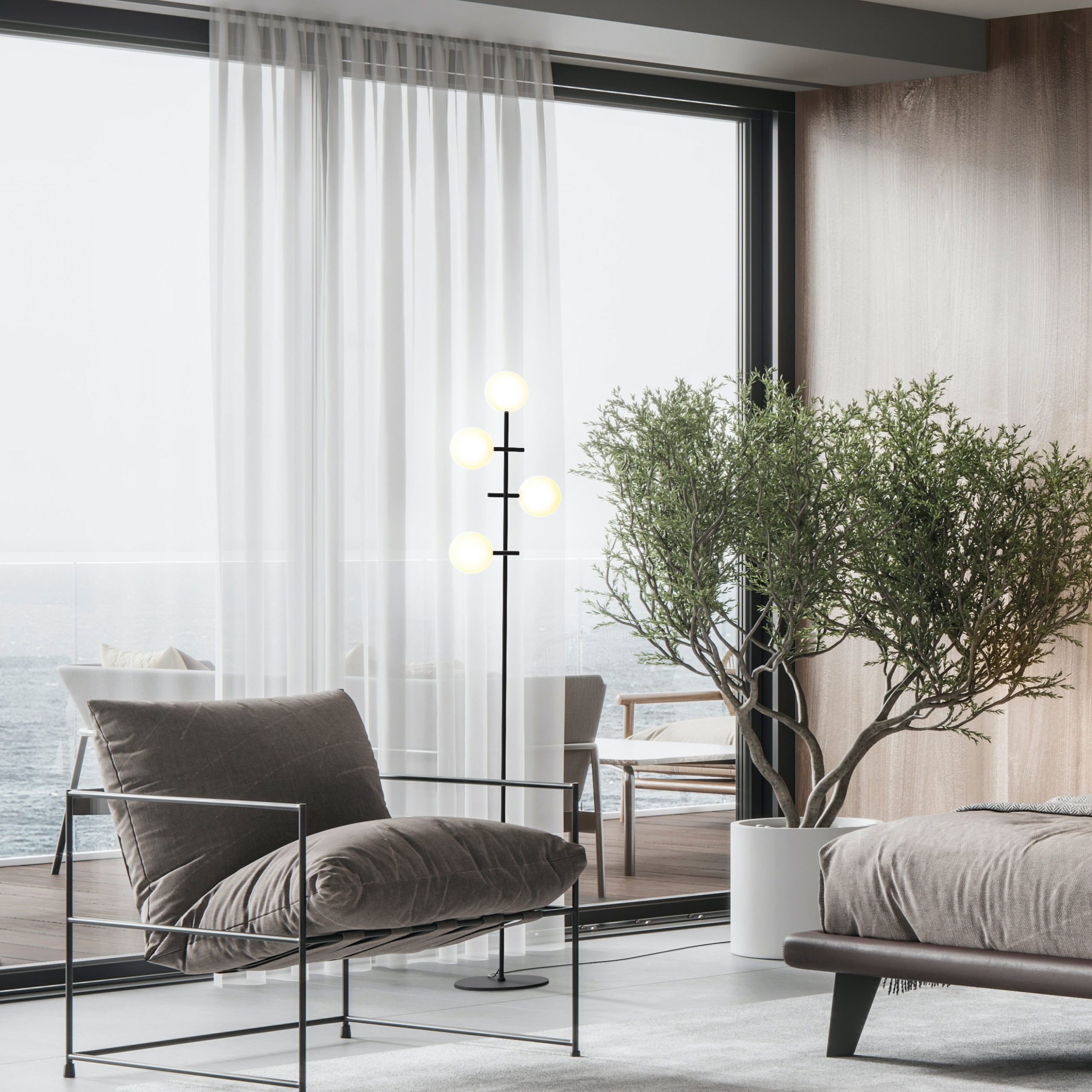 Mantra Cellar Pie de salón bolas 4 luces negro 7639