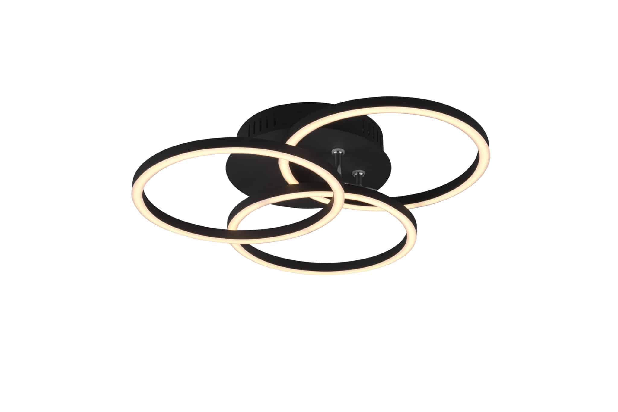 Trio Circle Plafón LED de metal estera negra R62823132