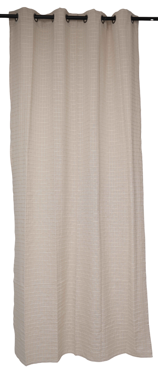 DKD Home Decor Cortina Boho Beige 260 x 140 cm Algodón y Poliéster con 8 Anillas Juego de 2 Unidades