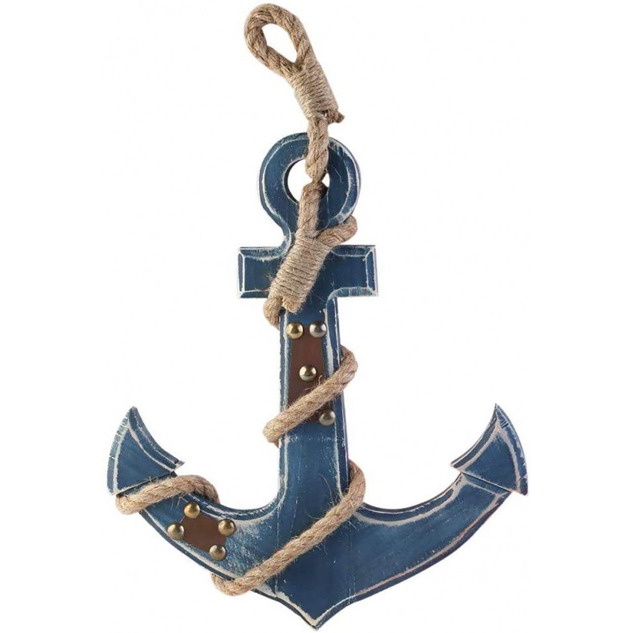 Ancla Decorativa Grande Madera, Decoración Marinera, Color Azul o Rojo.