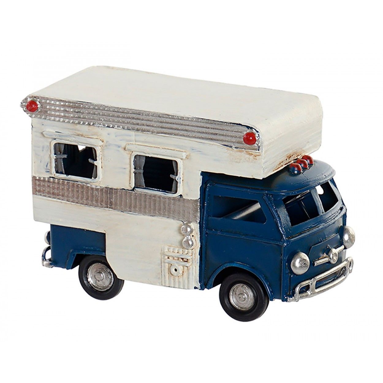 Autocaravana de Decoración Vintage, Vehículo de Metal 11,5x5x8