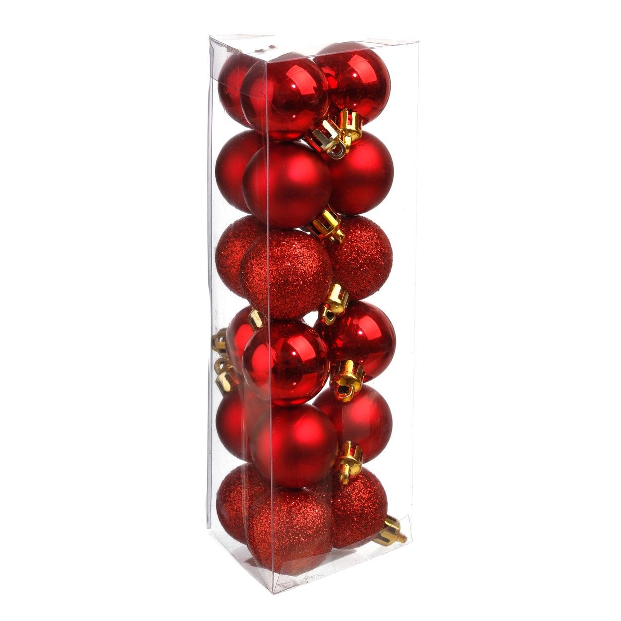 BOLAS DE NAVIDAD ROJAS SET 18 Ø3CM