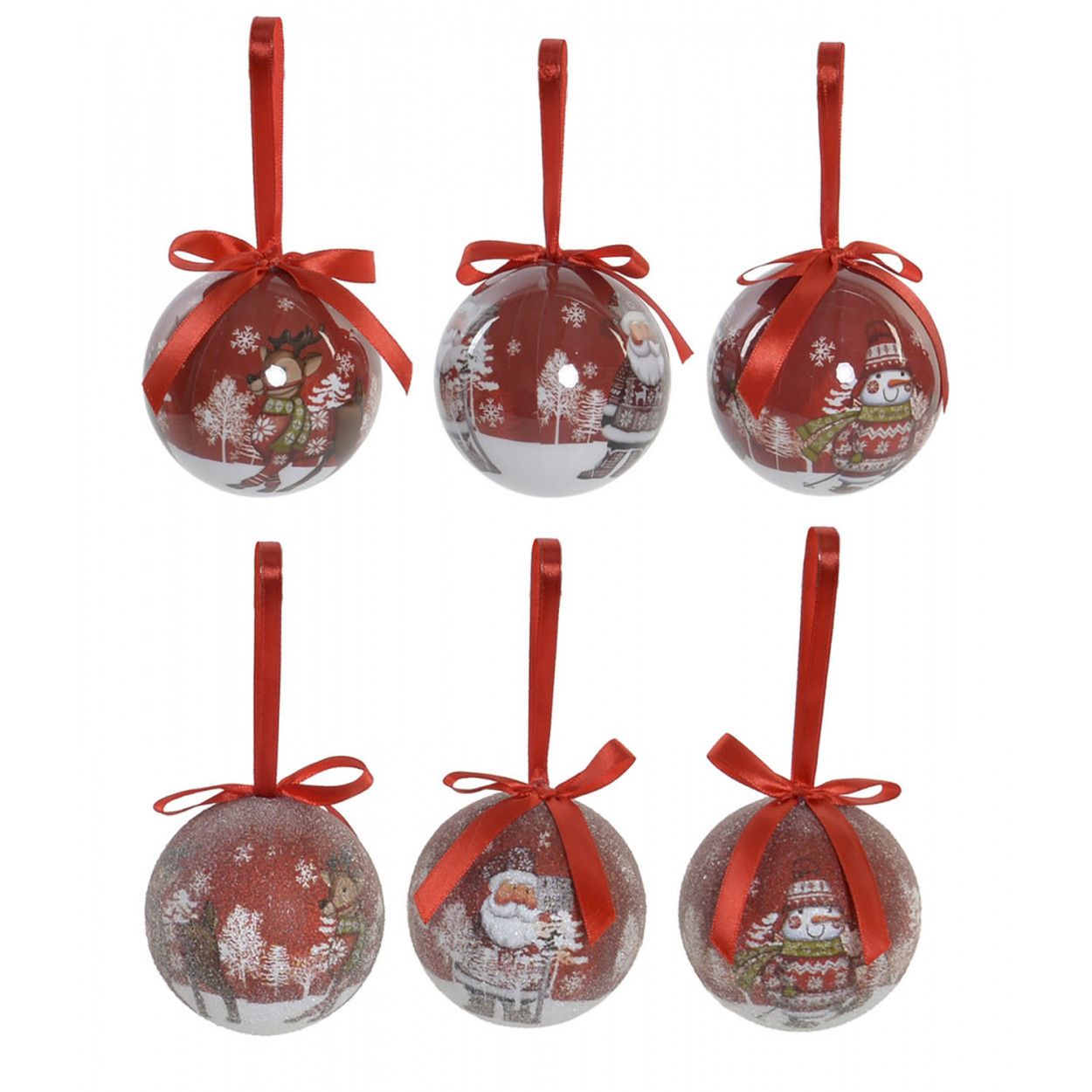 Bolas de Navidad Rojas y Blancas, para Decoración Navideña. Diseño Hexagonal. Set de 14. Diámetro de 7,5cm