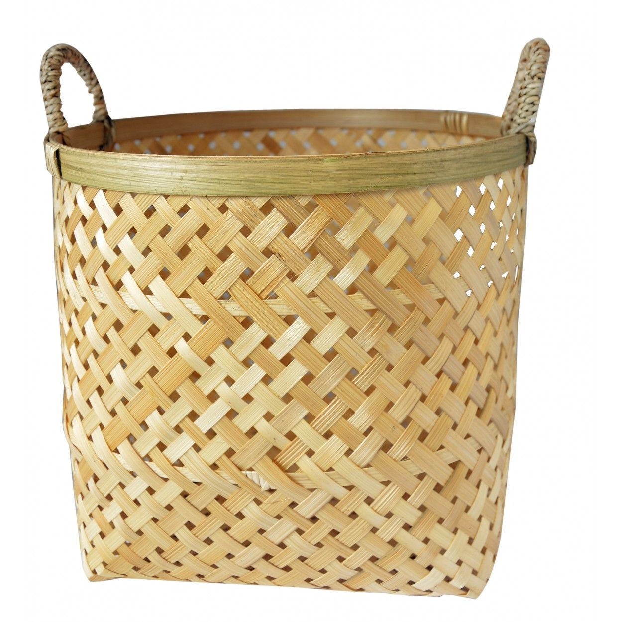 Cesta de Mimbre Decorativa, Cestos Almacenaje con Asas. Decoración de Mimbre, Estilo Natural en 3 Tamaños.