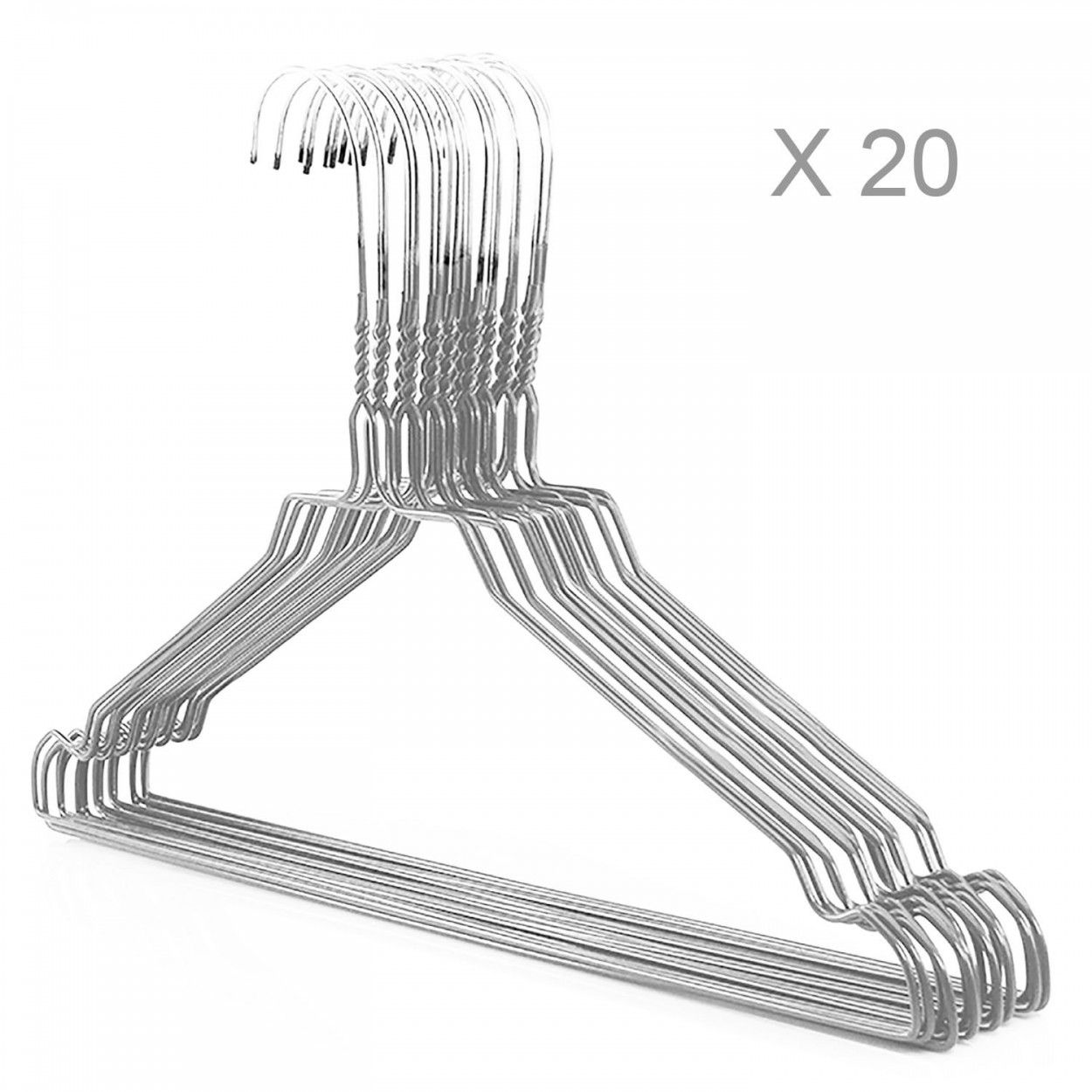 Perchas de Metal Ropa x20, Set de 20 Perchas Resistentes con Muesca para Colgar Ropa en 40,5 cm