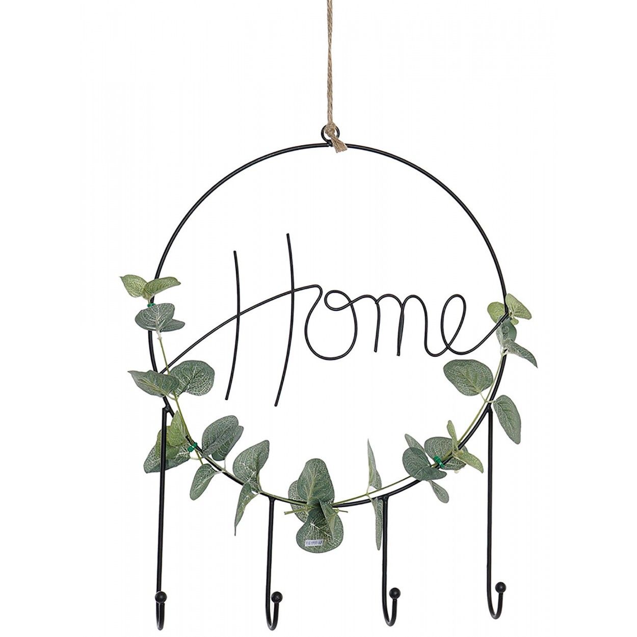 Perchero de Pared, fabricado en Metal, con Diseño Scandi y 4 Ganchos para colgar 30x5x41 cm